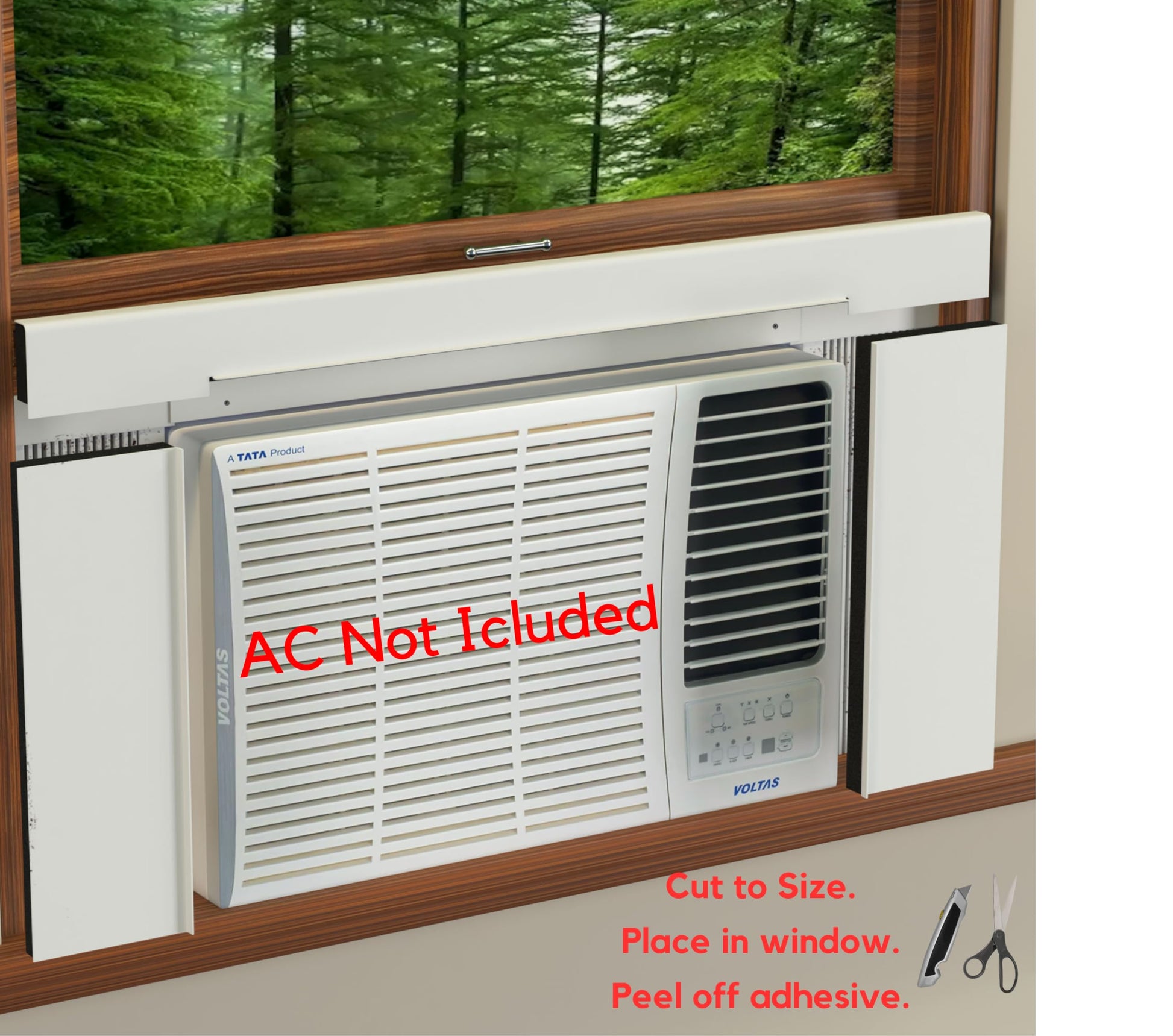 Breeze Stop Surround Insulation Side Panels White for Window AC Unit Indoor Air Conditioner Cover for Winter and Summer