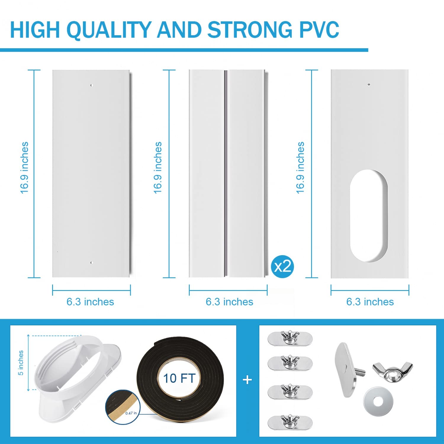 YoleShy Portable Air Conditioner Window Kit with Coupler Adjustable Window Seal for AC Unit, Sliding AC Vent Kit for 5 inches Exhaust Hose