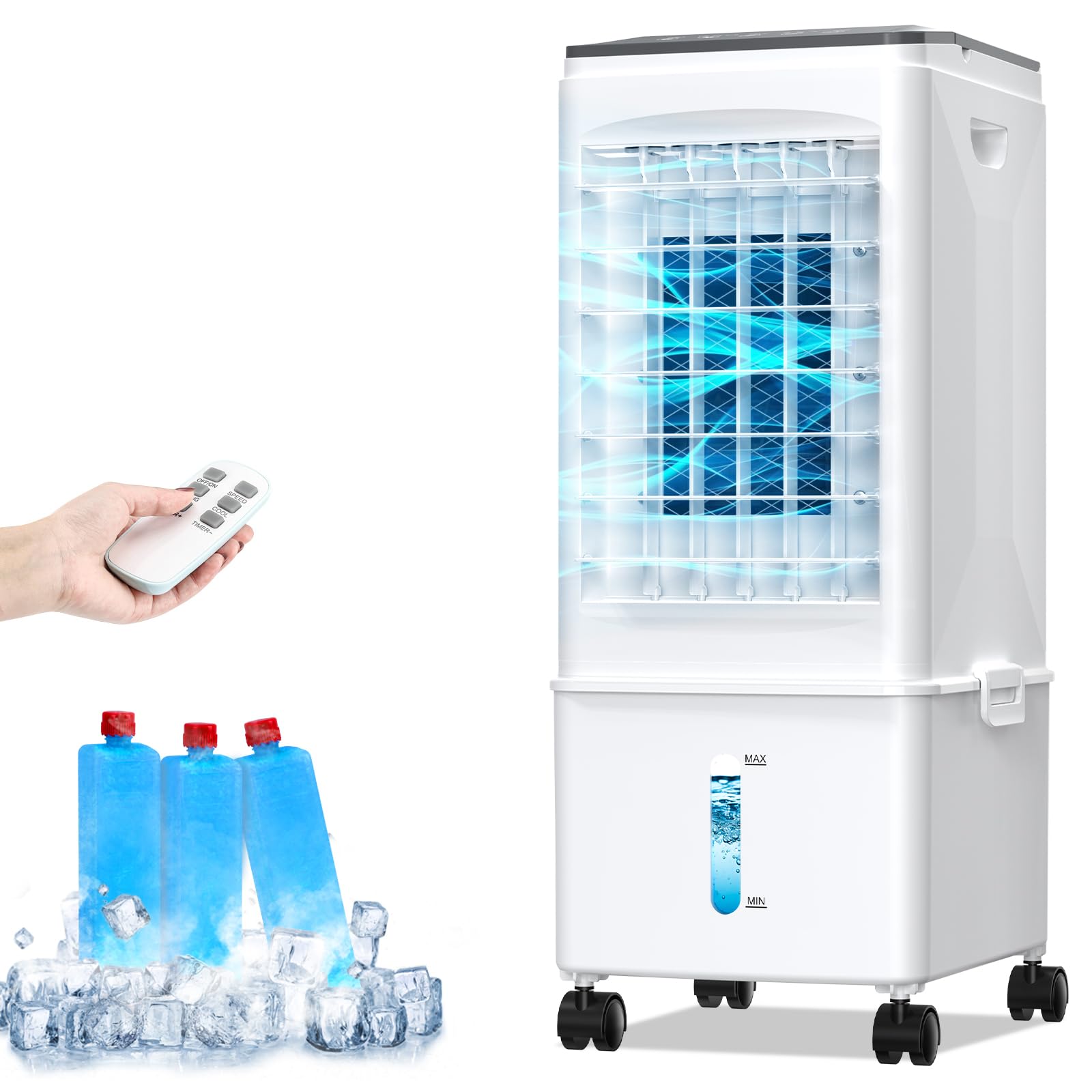 Portable Air Conditioners, 3-IN-1 Portable AC Unit w/2.6 Gal Tank for 24H Cooling, 4 Modes & 3 Speeds, Windowless Air Conditioner w/7.5H Timer, Smart Remote, Swamp Cooler Air Conditioner for Bedroom