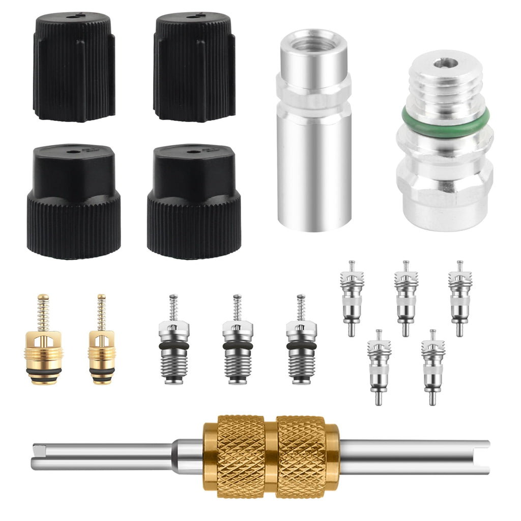 IHOTDER AC Valve Core Kit for Car Air Conditioning Repair,R12 to R134a Conversion Kit as Air Conditioning Tools&Equipment,Universal AC Valve Core Removal Tool Car Accessories Fit for Most Cars