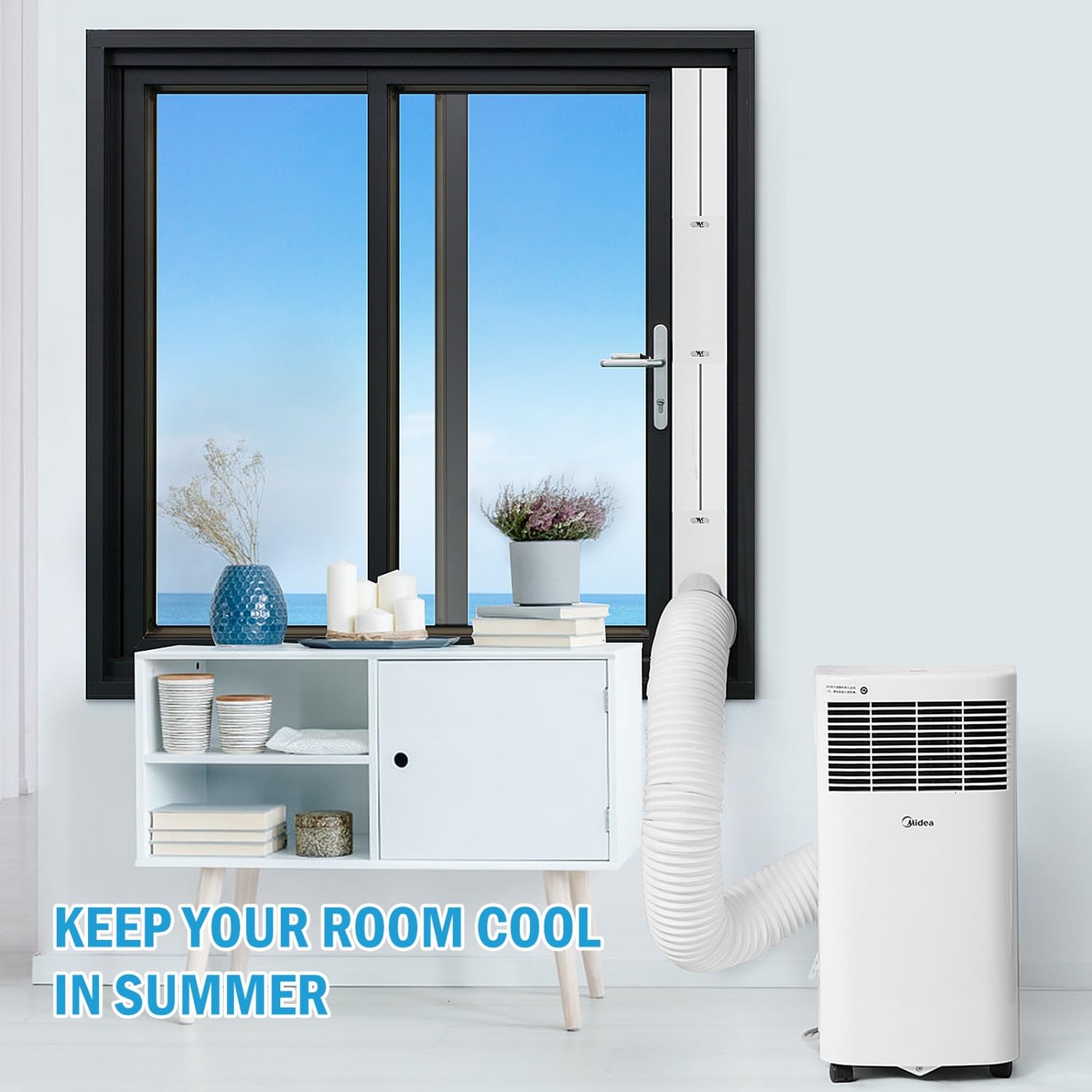 YoleShy Portable Air Conditioner Window Kit with Coupler Adjustable Window Seal for AC Unit, Sliding AC Vent Kit for 5 inches Exhaust Hose