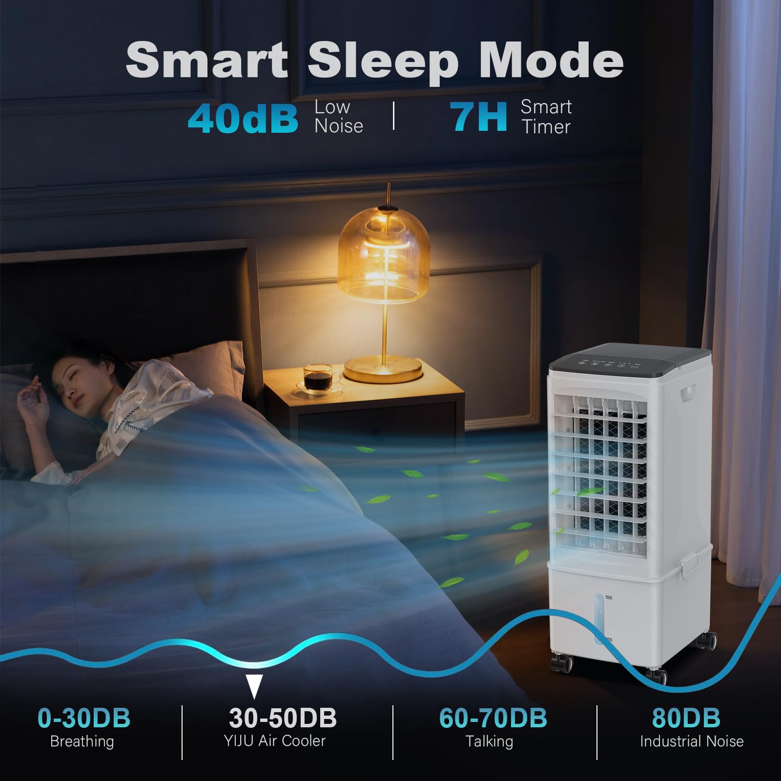 Portable Air Conditioners, 3-IN-1 Portable AC Unit w/2.6 Gal Tank for 24H Cooling, 4 Modes & 3 Speeds, Windowless Air Conditioner w/7.5H Timer, Smart Remote, Swamp Cooler Air Conditioner for Bedroom