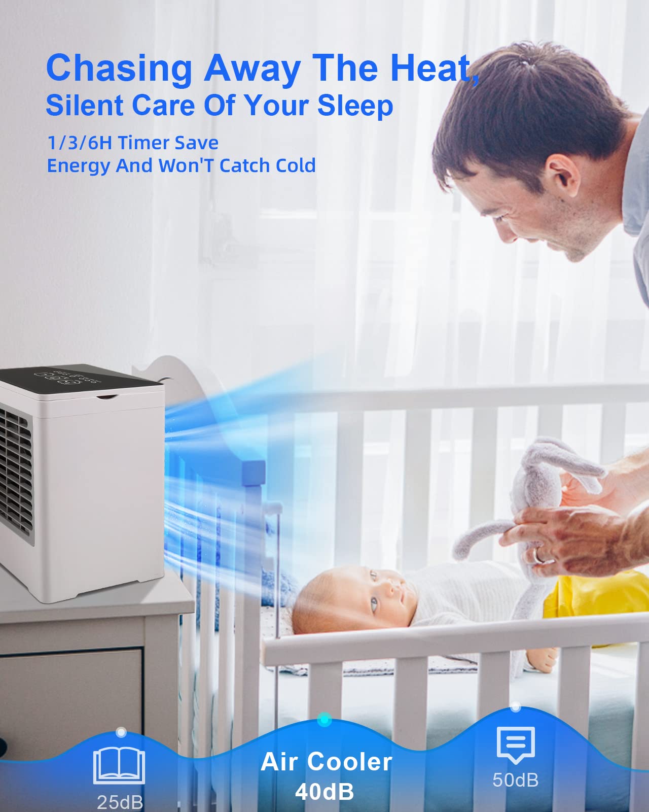 Portable Air Conditioners, Personal Evaporative Air Cooler with 3 Wind Speeds Touch Screen Small Air Conditioner Fan, Desktop Cooling Fan for Room, Bedroom, Office, Camping