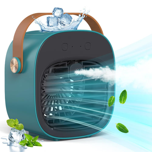 Air Conditioner Portable-5200mAh Rechargeable Personal Air Cooler, Mini Air Conditioner with 3 Speeds, Quiet Desk Cooling Fan for Home, Bedroom, Travel, Office, Outdoor, Indoor
