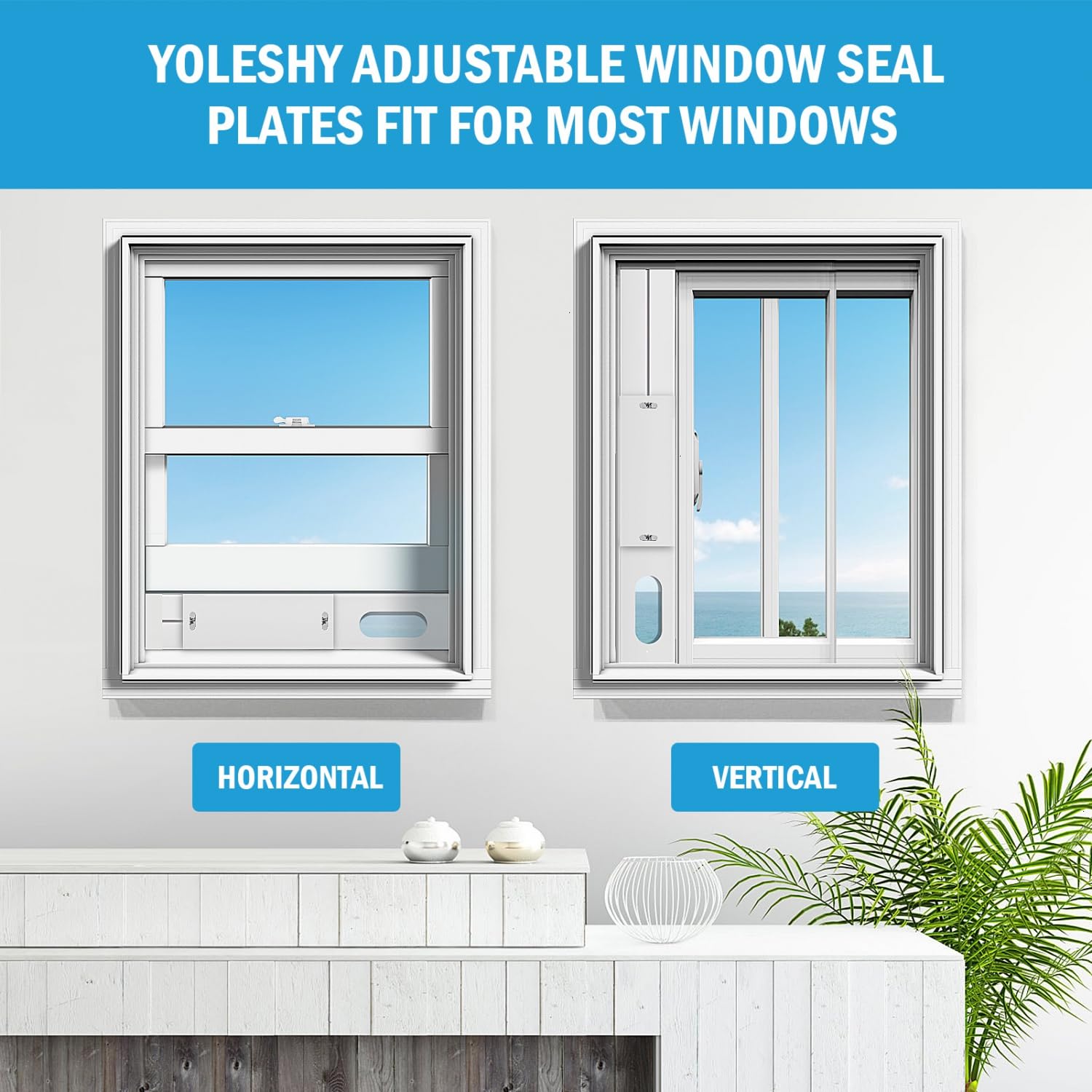 YoleShy Portable Air Conditioner Window Kit with Coupler Adjustable Window Seal for AC Unit, Sliding AC Vent Kit for 5 inches Exhaust Hose