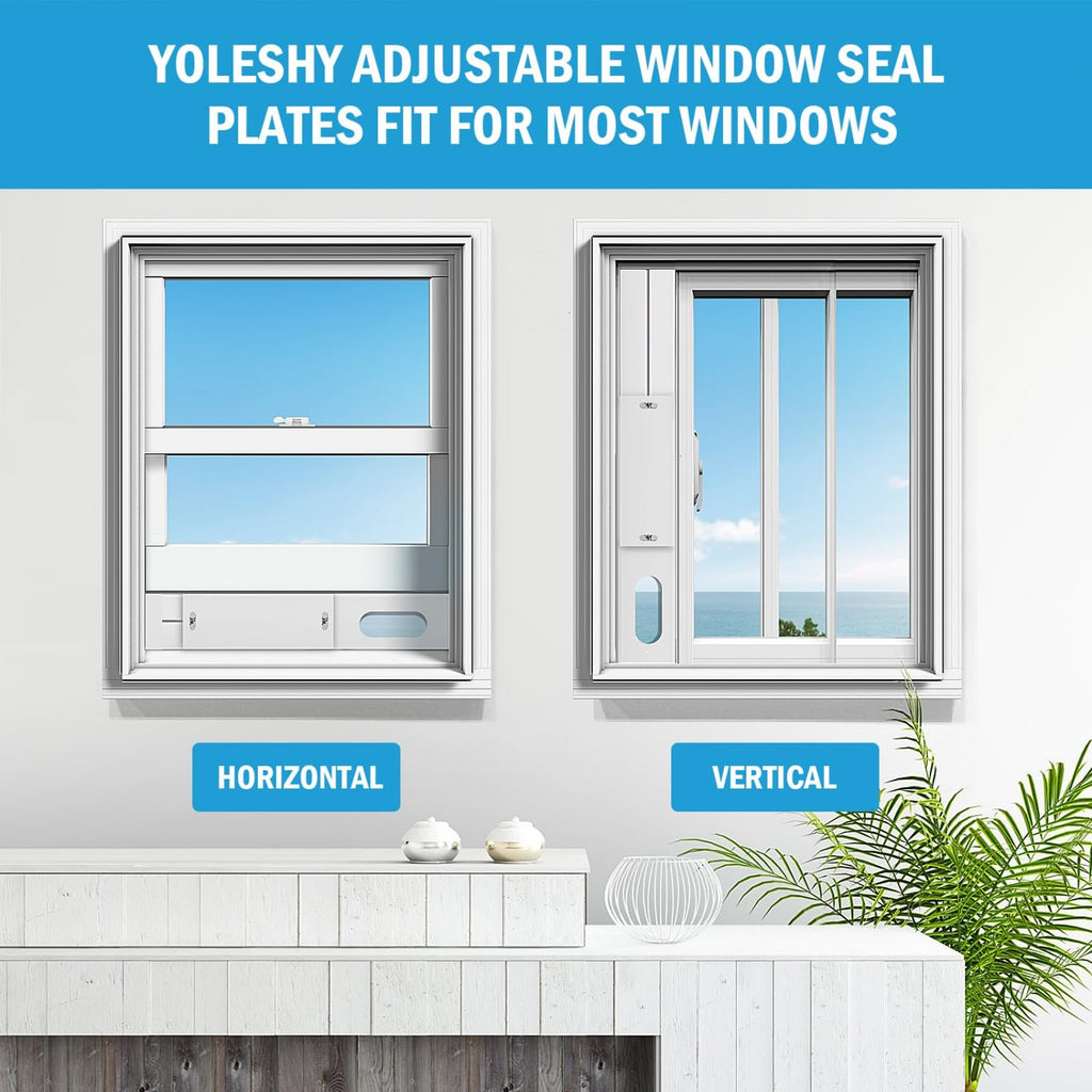 YoleShy Portable Air Conditioner Window Kit with Coupler Adjustable Window Seal for AC Unit, Sliding AC Vent Kit for 5 inches Exhaust Hose