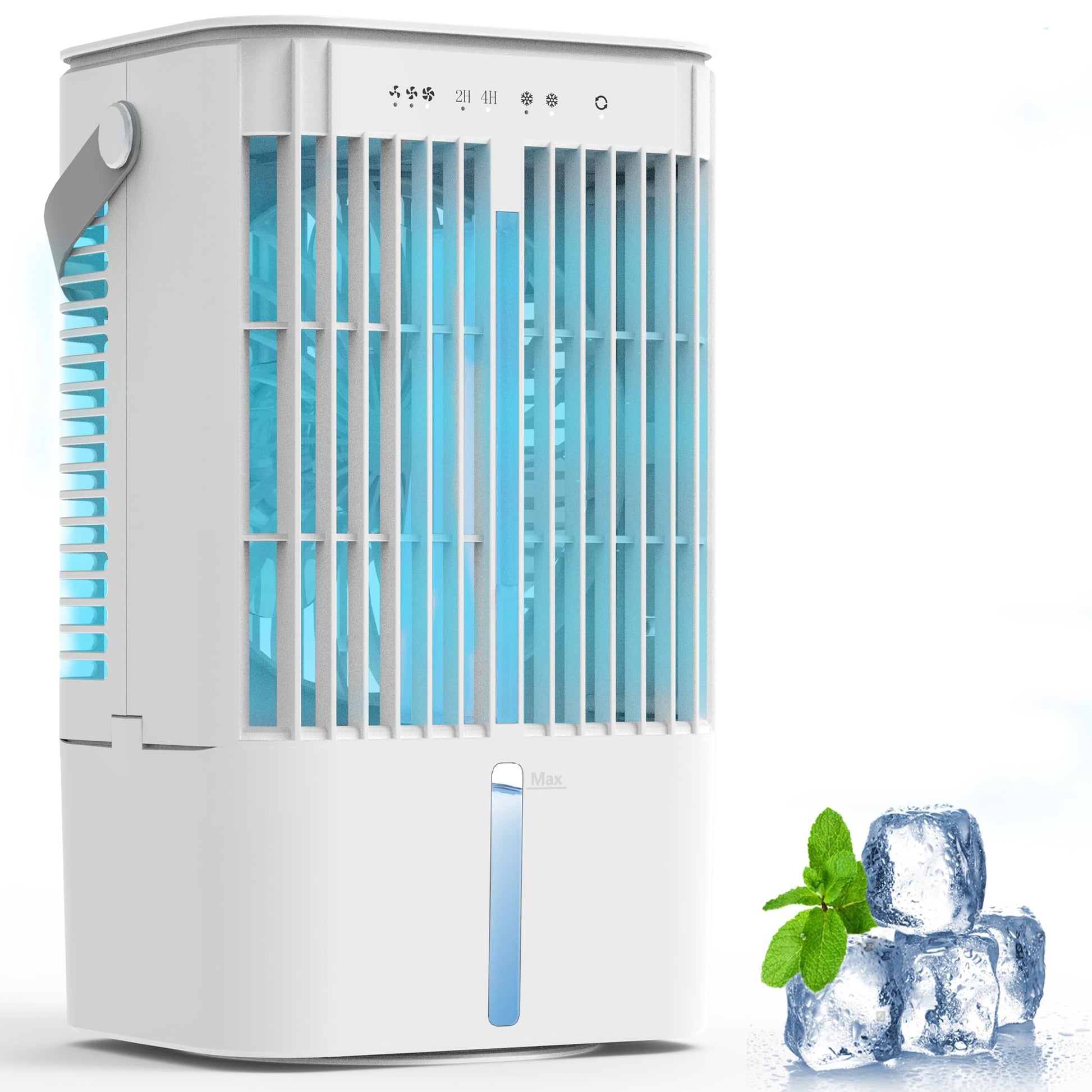 Portable Air Conditioners, Evaporative Air Cooler with 3 Speeds & 2 Cool Mist Modes, Personal Mini AC Conditioner With 1200mL Water Tank, 2/4H Timer, Touch Screen Desktop Cooling Fan for Home Office