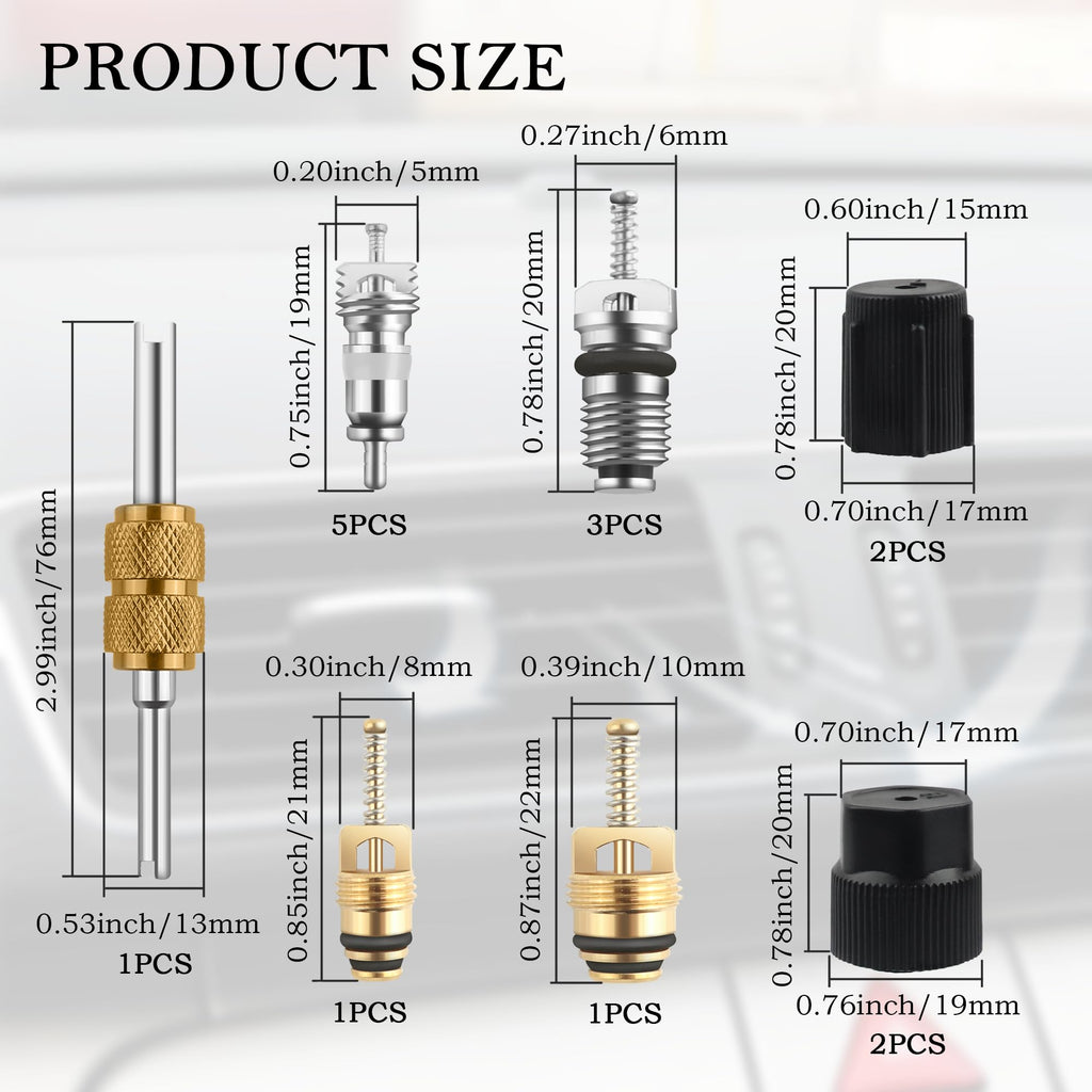 IHOTDER AC Valve Core Kit for Car Air Conditioning Repair,R12 to R134a Conversion Kit as Air Conditioning Tools&Equipment,Universal AC Valve Core Removal Tool Car Accessories Fit for Most Cars