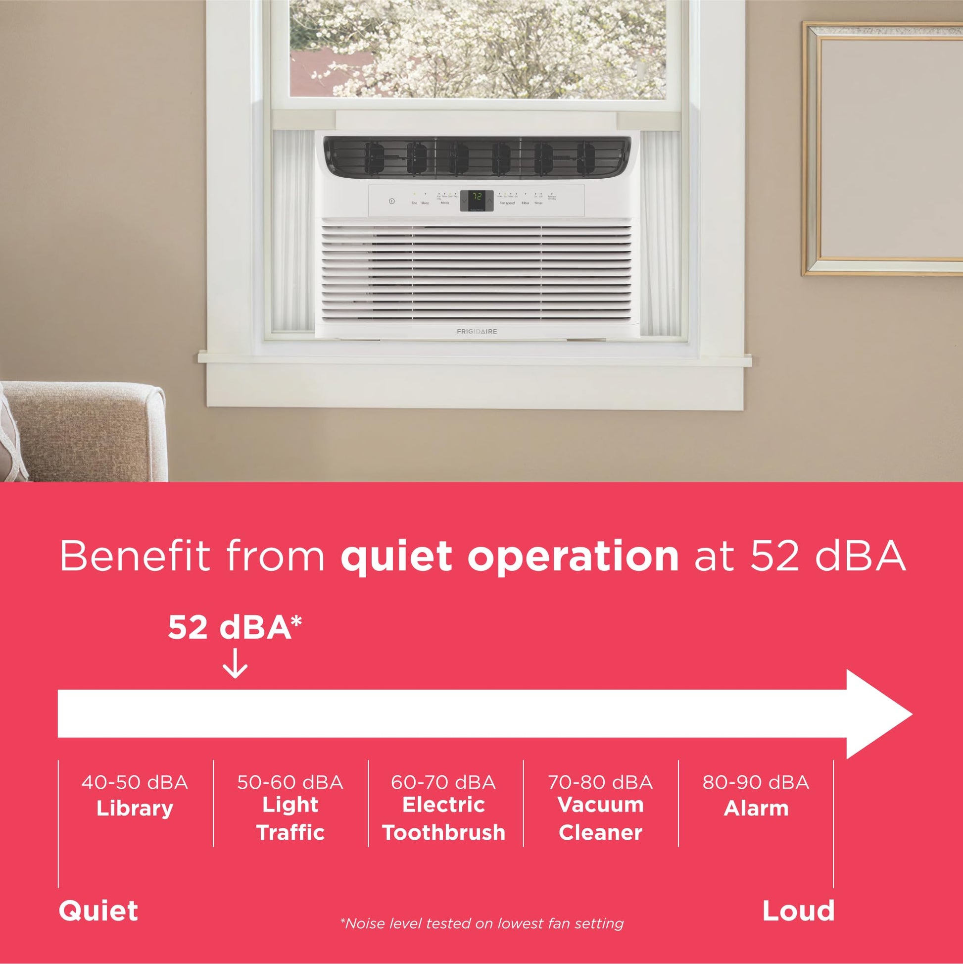 Frigidaire 6,000 BTU Window Air Conditioner with Remote Control, Cools Up to 250 Sq. Ft., Quiet Operation, Eco Mode, 3 Fan Speeds, Auto Restart, White