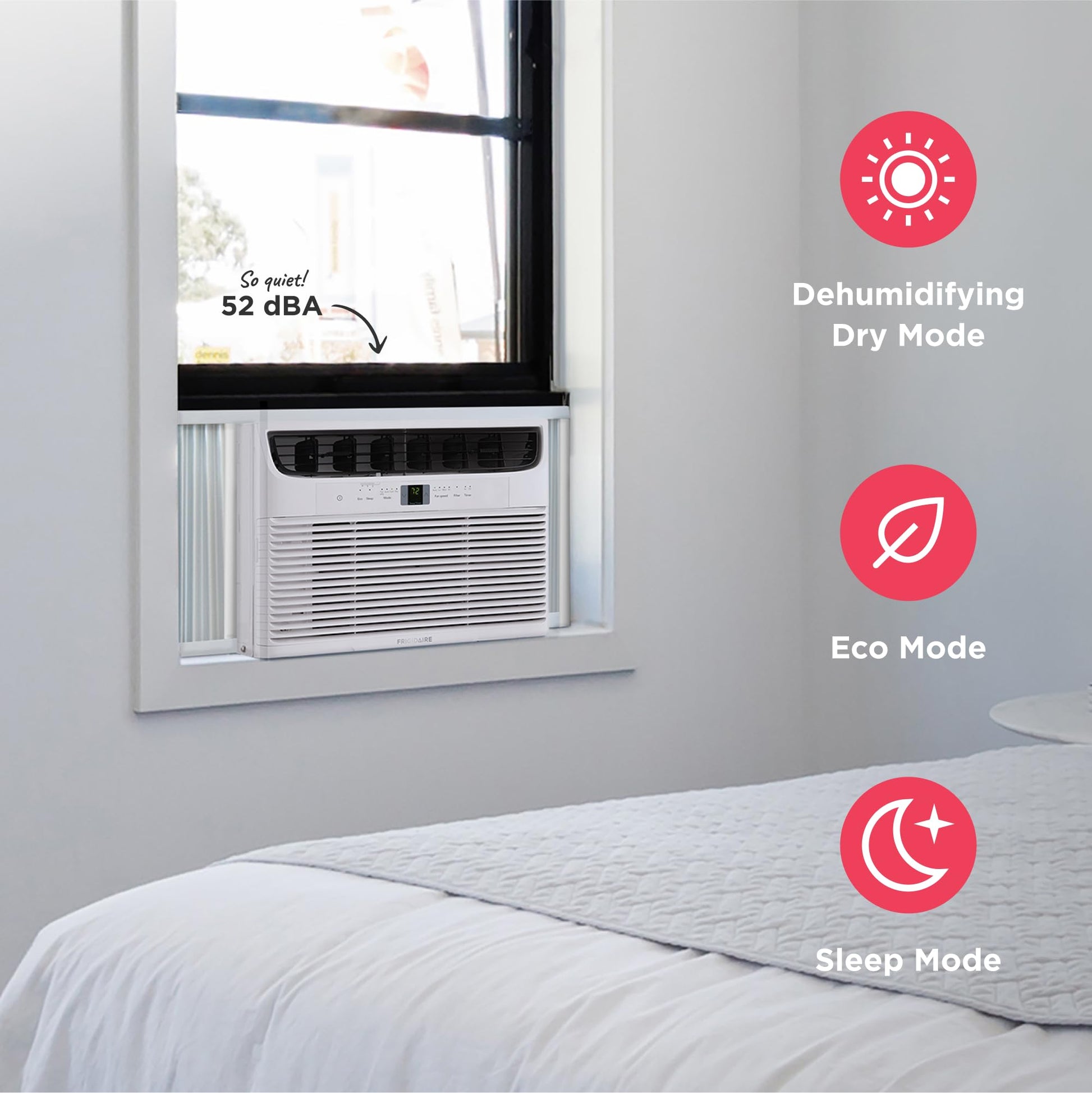 Frigidaire 6,000 BTU Window Air Conditioner with Remote Control, Cools Up to 250 Sq. Ft., Quiet Operation, Eco Mode, 3 Fan Speeds, Auto Restart, White