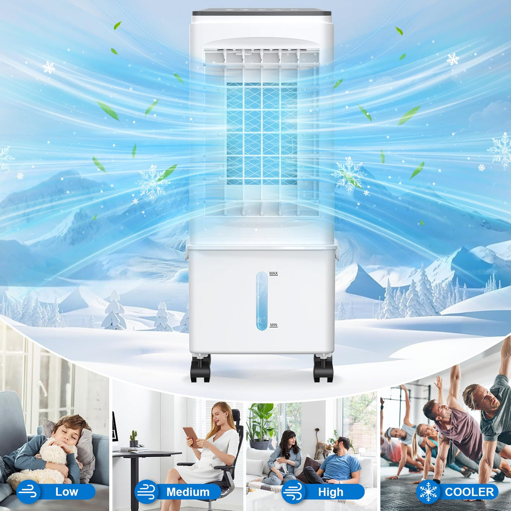 Portable Air Conditioners, 3-IN-1 Portable AC Unit w/2.6 Gal Tank for 24H Cooling, 4 Modes & 3 Speeds, Windowless Air Conditioner w/7.5H Timer, Smart Remote, Swamp Cooler Air Conditioner for Bedroom