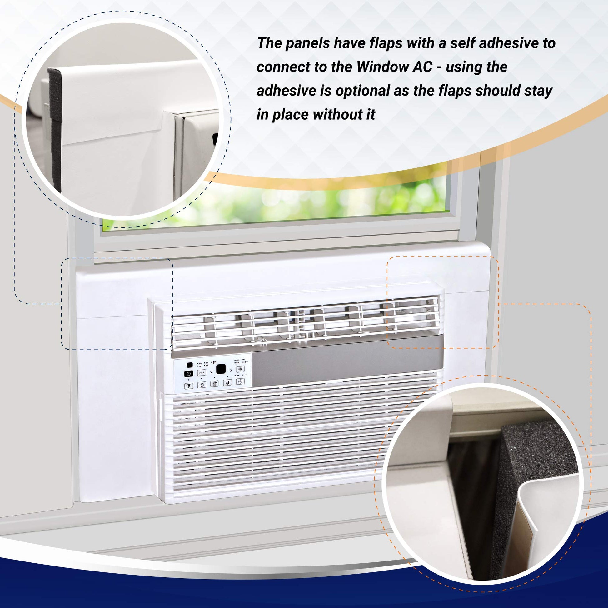 Breeze Stop Surround Insulation Side Panels White for Window AC Unit Indoor Air Conditioner Cover for Winter and Summer