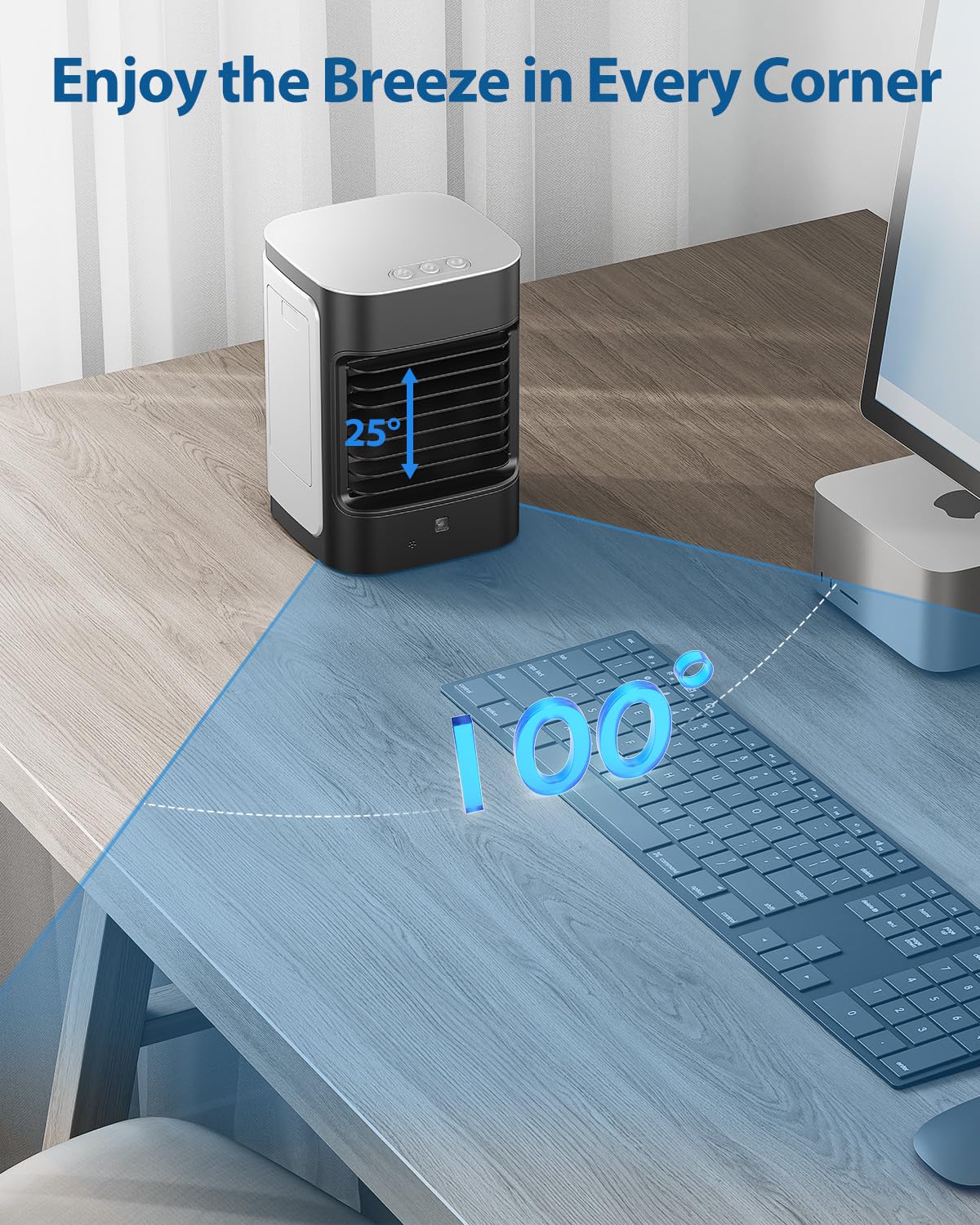 Portable Air Conditioners, Personal Air Conditioner for room, Portable AC Unit Swamp Cooler with 100° Oscillation, USB Powered Mini Air Conditioner for Tent Camping Bedroom,Black-7