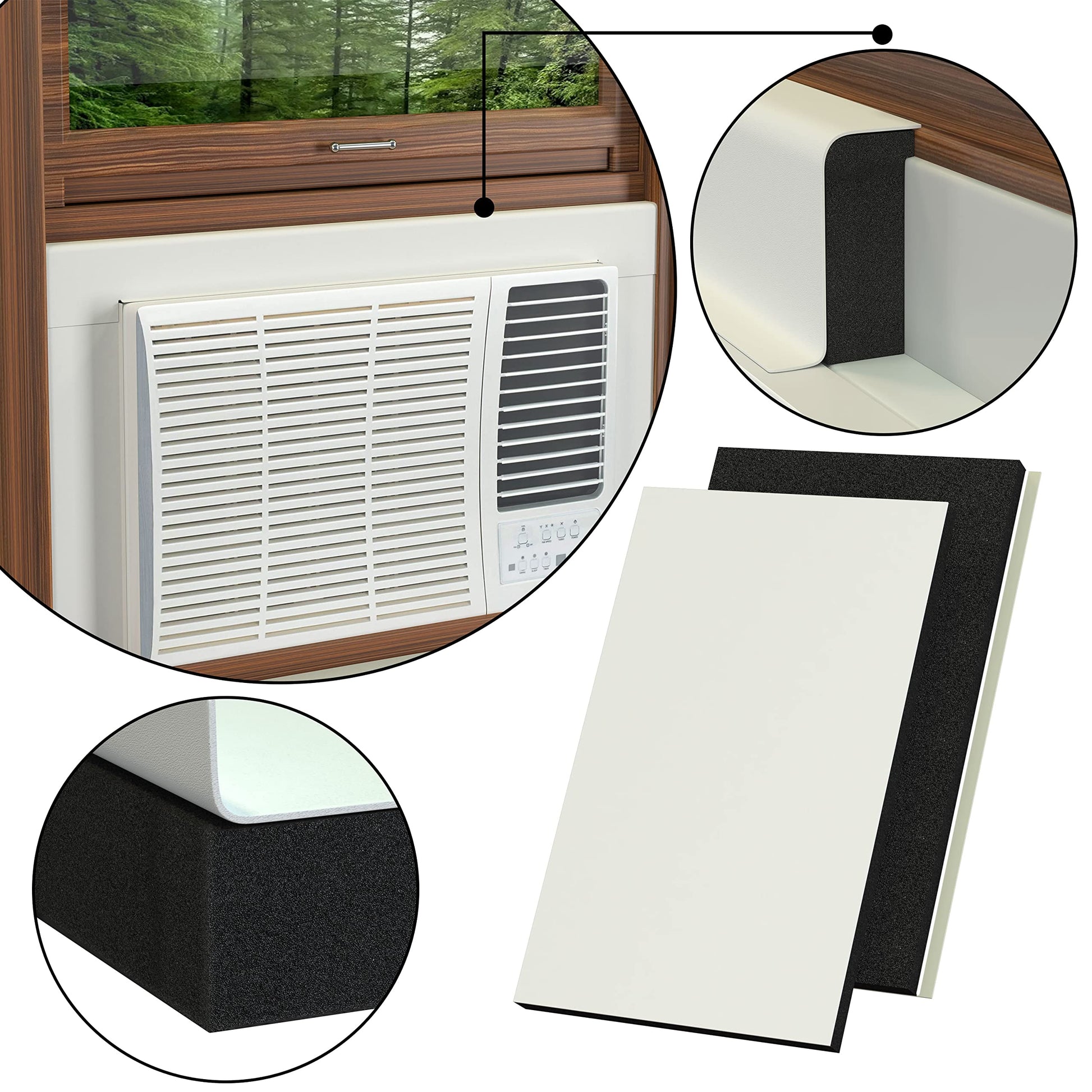 Breeze Stop Surround Insulation Side Panels White for Window AC Unit Indoor Air Conditioner Cover for Winter and Summer